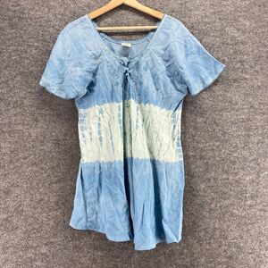 5 For $40 Ananta Blouse Women L/XL Blue Striped Short Sleeve Round Neck